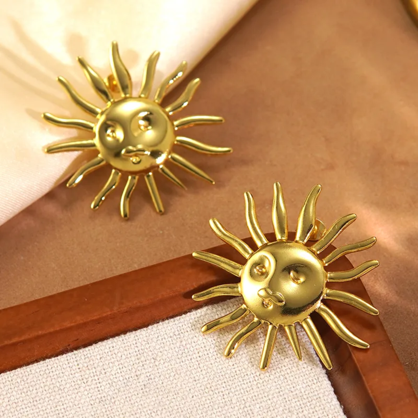 Stainless Steel Sun Turbine Gold Plated Earrings For Women & Girls(Anti-Tarnish)