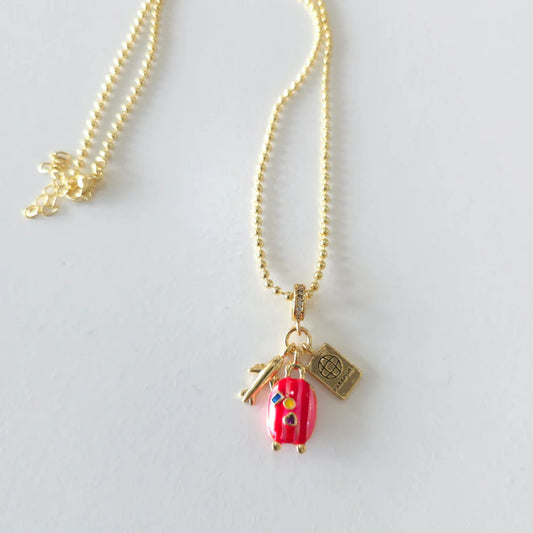 Stainless Steel Gold Plated Travel Girl Necklace for Woman