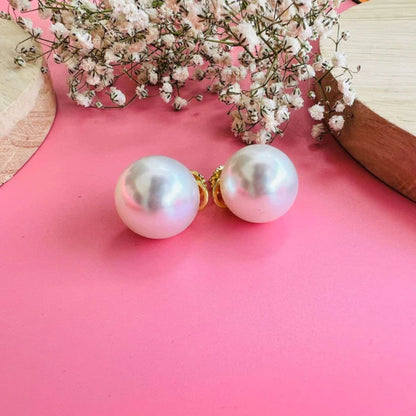 Rhinestone Ball Shaped Pearl Stud Earrings for Women