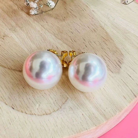 Rhinestone Ball Shaped Pearl Stud Earrings for Women