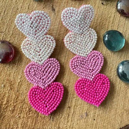 Handmade Beaded Heart shape Earrings